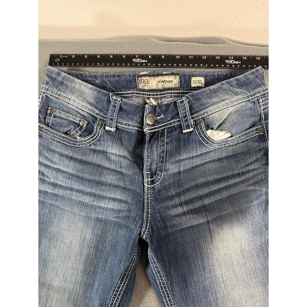BKE Women's Boot-Cut Jeans in Distressed Blue - Picture 6 of 13